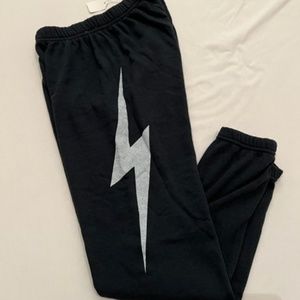 NWT Aviator Nation Lightning Bolt Sweatpants in CHARCOAL SIZE SMALL
